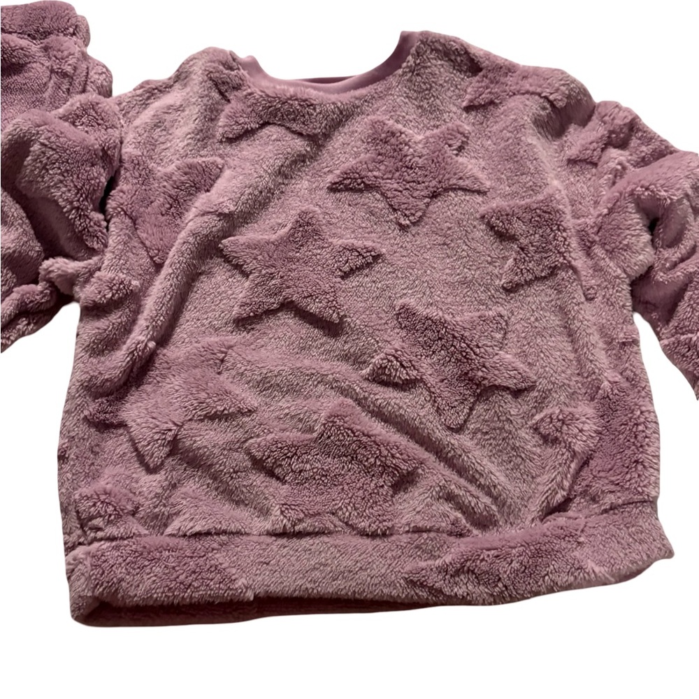 wonder nation Plush Star Sherpa Set in Mauve Pink